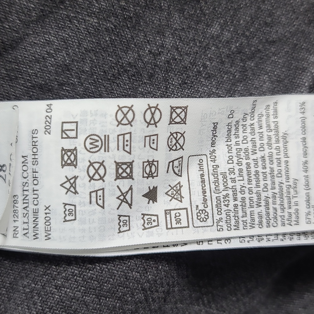 ALL SAINTS Winnie Cut Off Charcoal Black Frayed Distressed Denim Shorts Size 28 - Picture 4 of 15